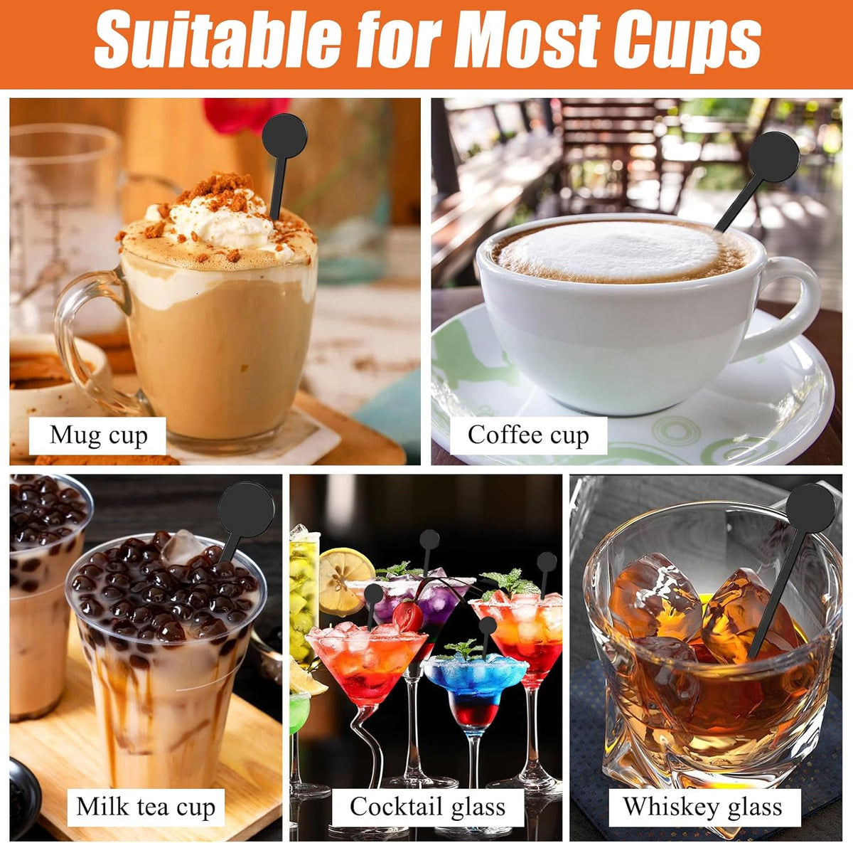 240Pcs Drink Stirrers Cocktail, 7 Inches Disposible Plastic Swizzle Sticks with Disc Top, Mixing