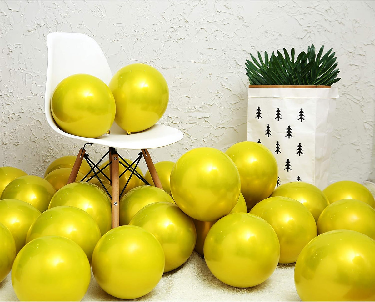 Metallic Yellow Balloong 50pcs 12 inch metallic chrome yellow balloons,double layer yellow balloons