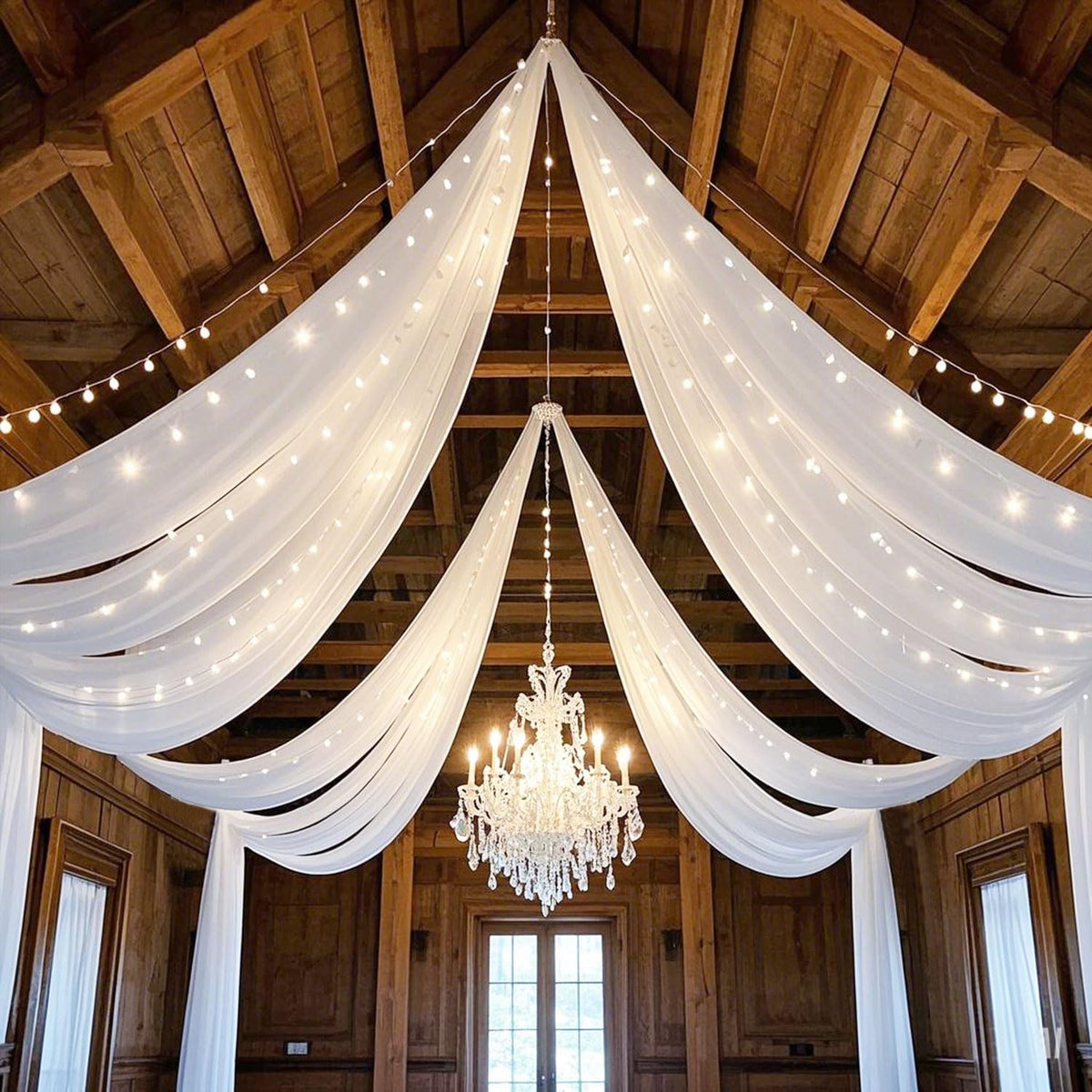 Ceiling Drapes Wedding Arch Draping Fabric White 5FTx20FT 2 Panels Arch Decorations for Ceremony