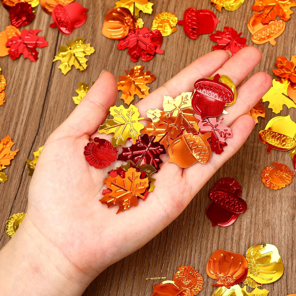 MARFOREVER Fall Thanksgiving Glitter Confetti, Fall Party Decorations Autumn Metallic Foil Confetti