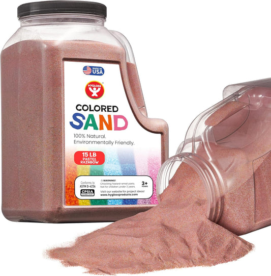Hygloss Colored Sand for Crafts - 15 lb Bottle, Pastel Rainbow - Vibrant Colorful Fine Sensory Play