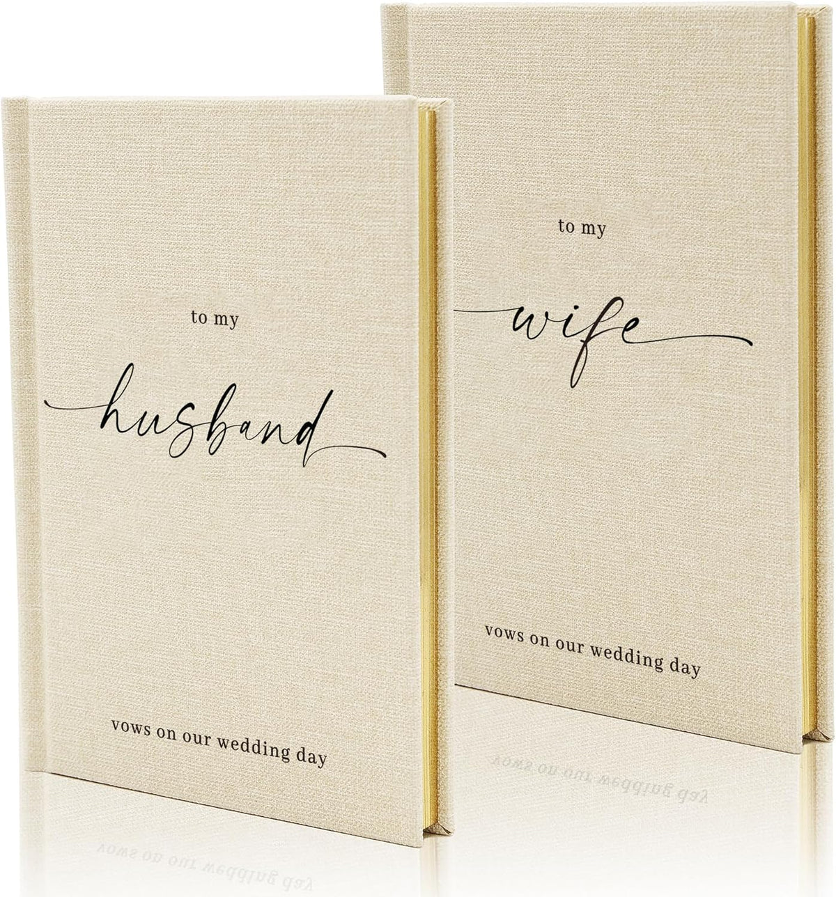 To My Husband/Wife Hardcover Vow Books (Set of 2) - 5.75 x 5 Minimalist Pocket Sized Black Embossed