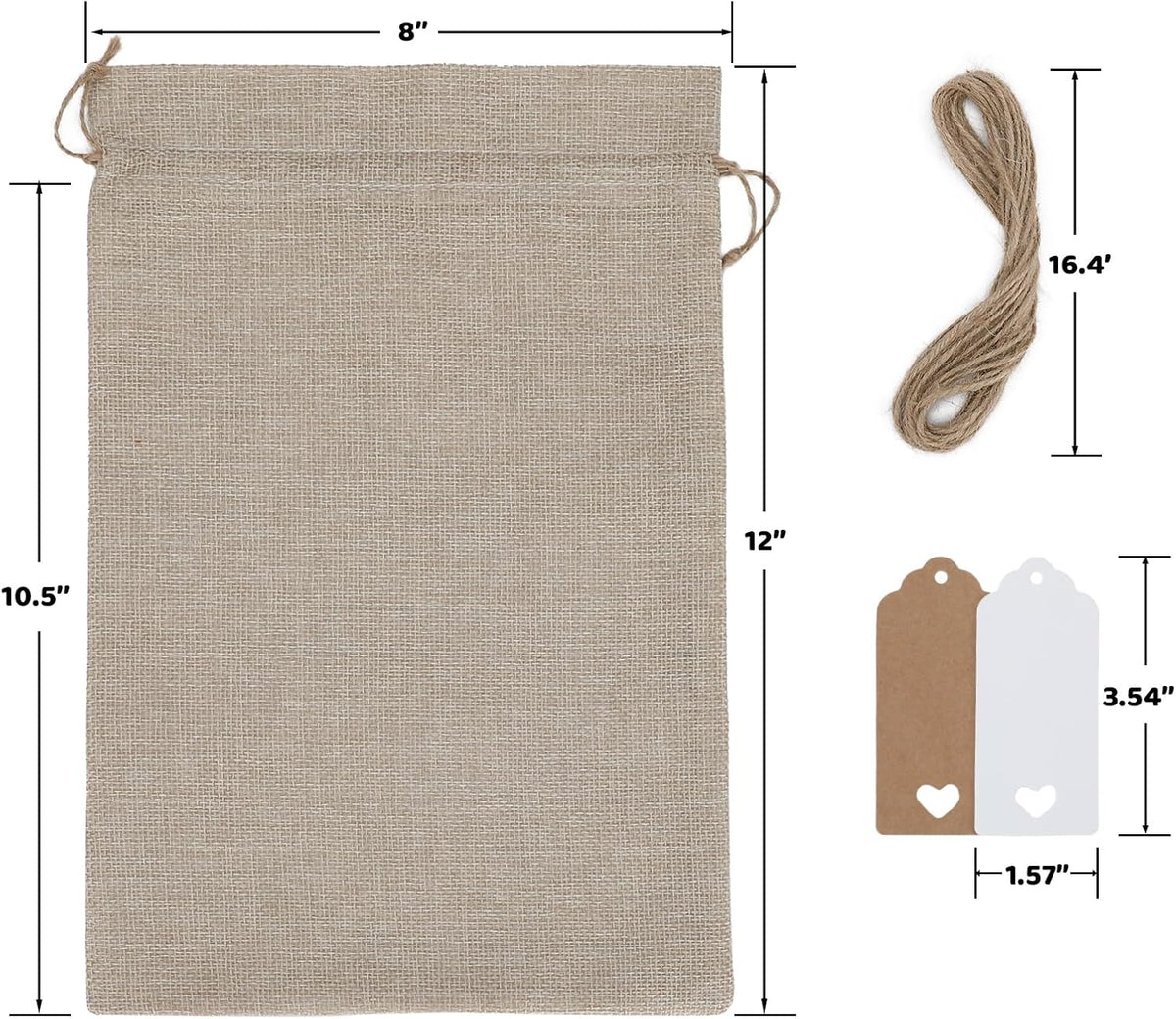 Burlap Bags with Drawstring - 20Pcs 8x12 Gift Sacks for Wrapping Halloween Favors, Breads, Seeds