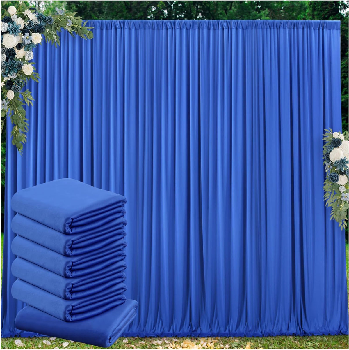 30ft x 10ft Wrinkle Free Royal Blue Backdrop Curtain for Party, Polyester Royal Blue Photo Backdrop