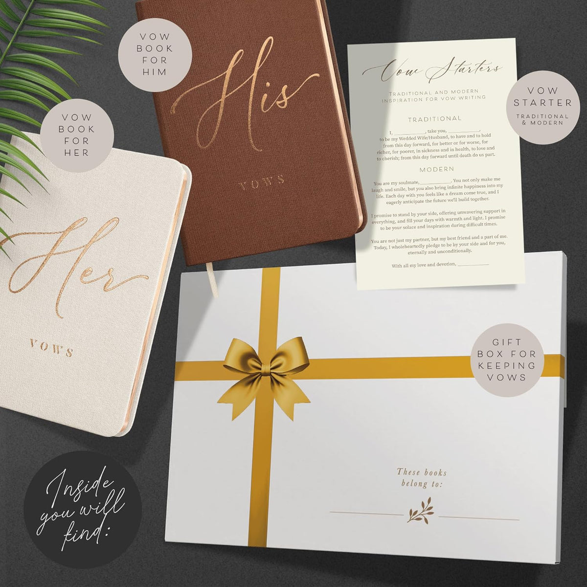 ARTESORI Vow Books His and Hers - Linen Wedding Vow Books Perfect as Bride & Groom Gifts, Wedding