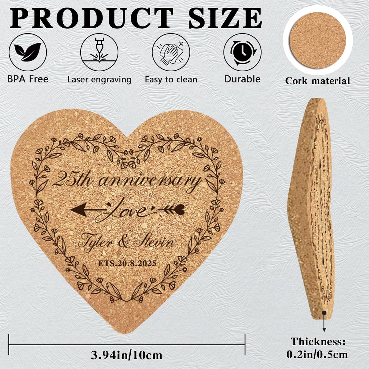 Custom Coasters Personalized Cork Coasters Bulk with Logo Wedding Personalized Cork Natural Wood