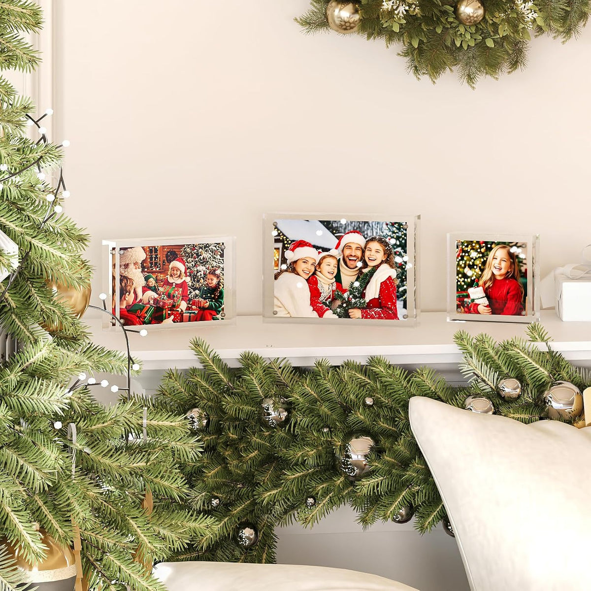 Egofine 5x7 Acrylic Frames 4 Pack, 20mm Thicker Frameless Clear Picture Frames, Double Sided