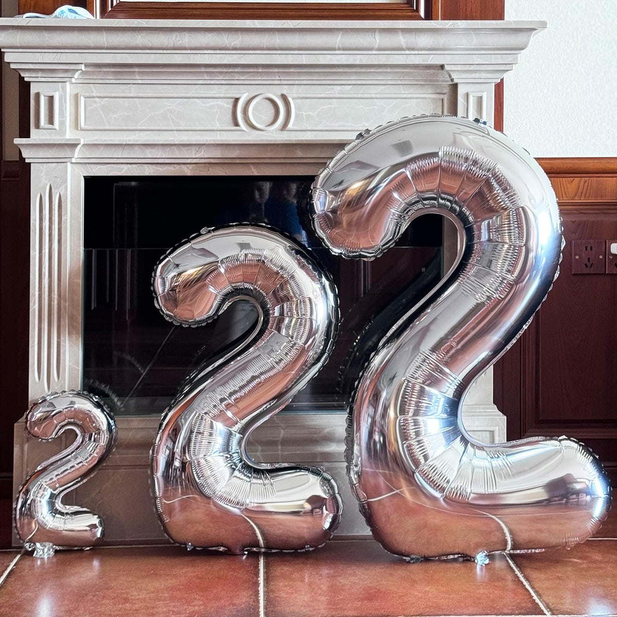 GOER Silver Number 2 Foil Balloons,Huge Number Balloons for 2nd 22nd Birthday Party Supplies