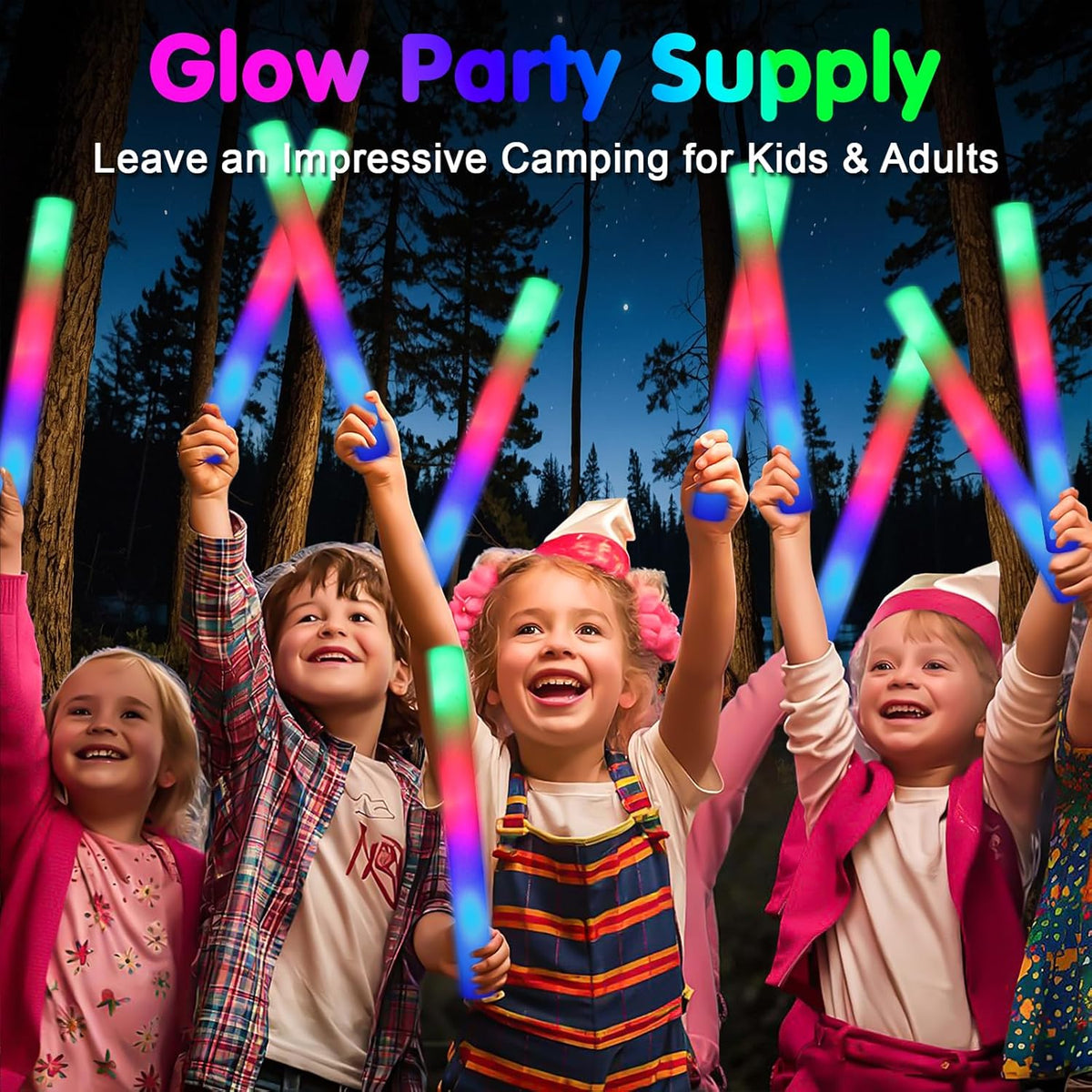 225 Foam Glow Sticks, Foam Light Up Sticks Party Supplies with 3 Mode Colorful Flashing, Glow