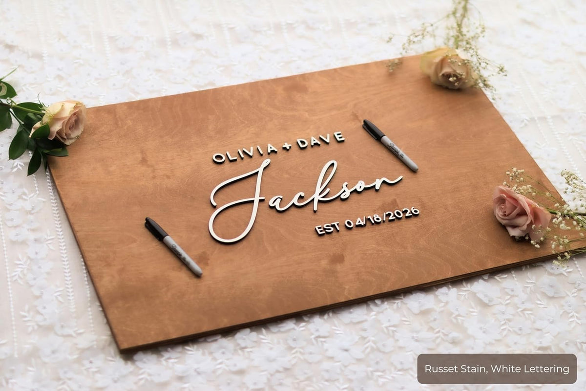Personalized Last Name Guest Book, Unique Guest Book Sign, Custom Alternative Guest Book, Wooden