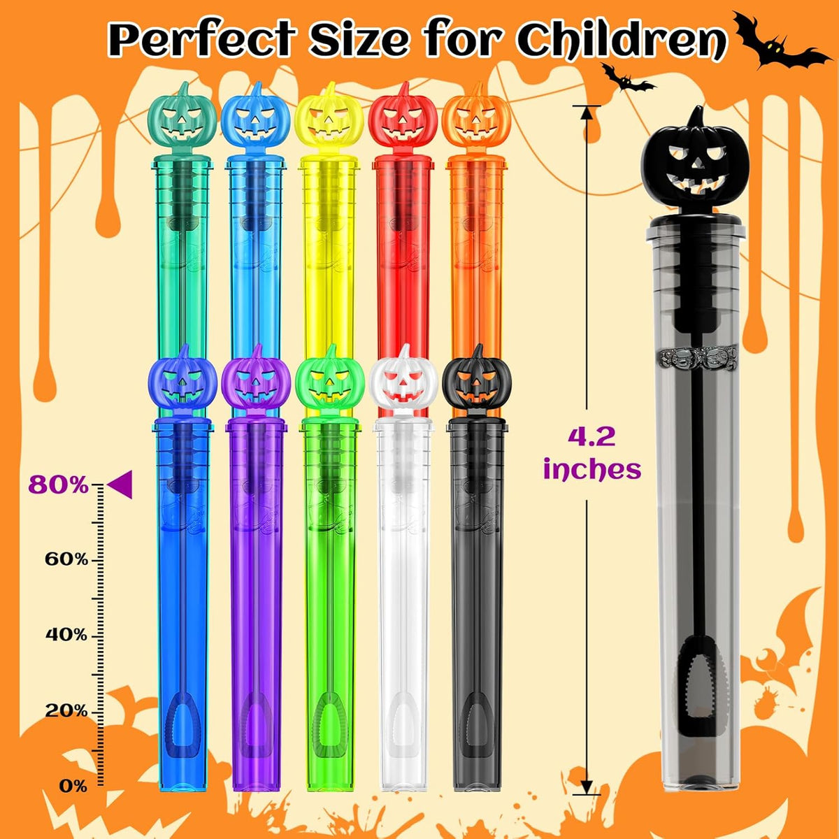 SpringFlower 200 PCS Halloween Party Favor, Bubble Wands for Kids, Halloween Treats Toys, Girls