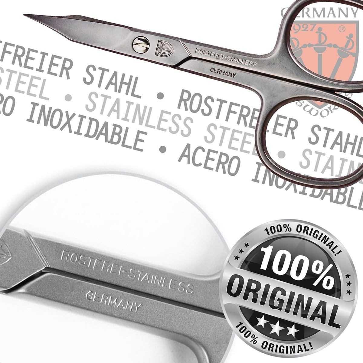 3 Swords Germany - brand quality STAINLESS STEEL INOX CURVED COMBINED CUTICLE & NAIL SCISSORS (1