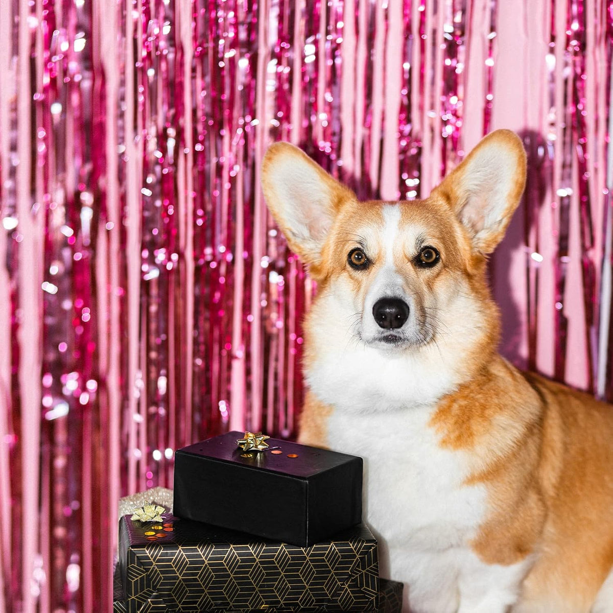 5 Pack Pink Fringe Foil Curtain 3.2ft x 8.2ft Tinsel Backdrop Streamers for Birthday Party