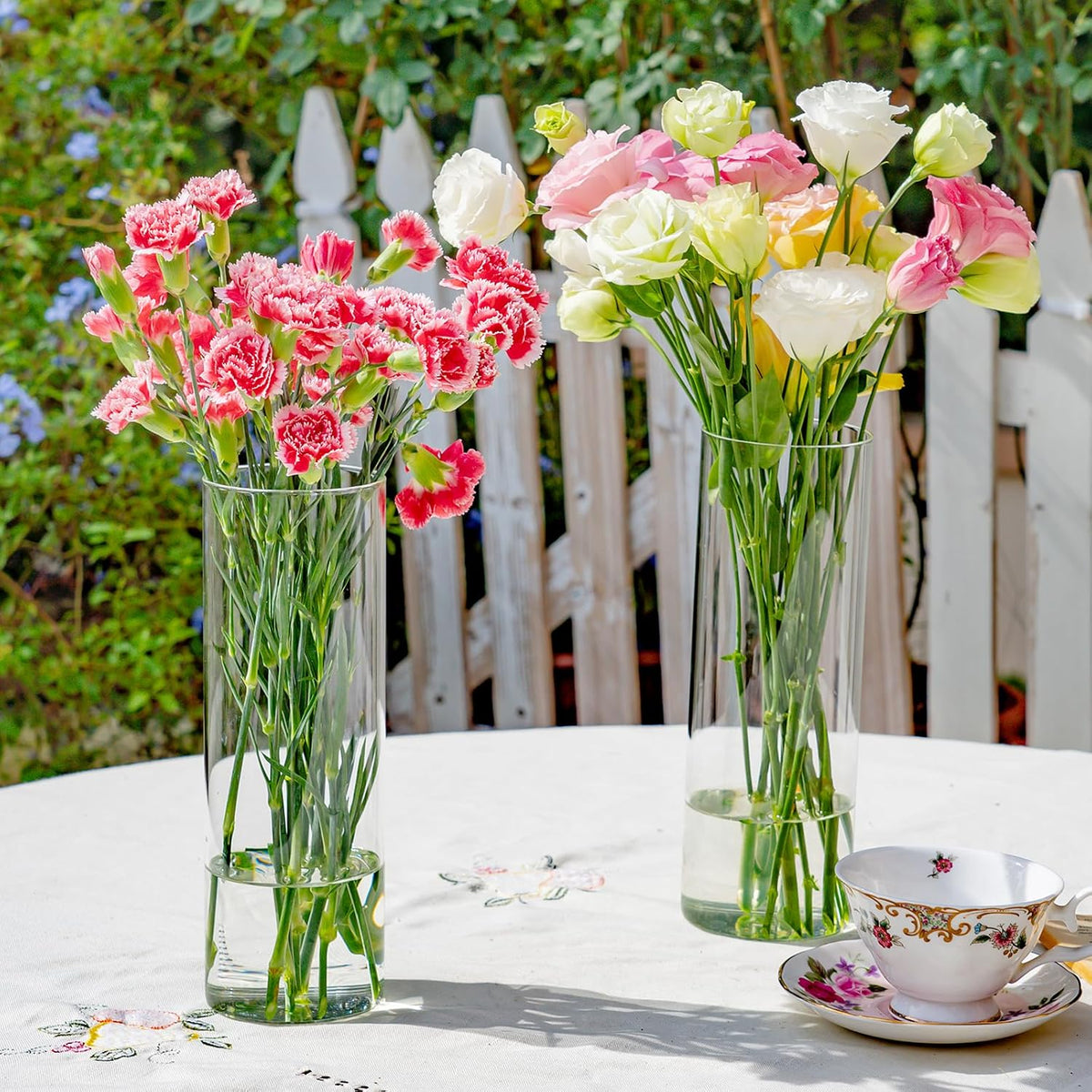 7pcs Glass Cylinder Vases for Centerpieces - 10 Inch Tall Glass Vases for Flower, Clear Flower Vase