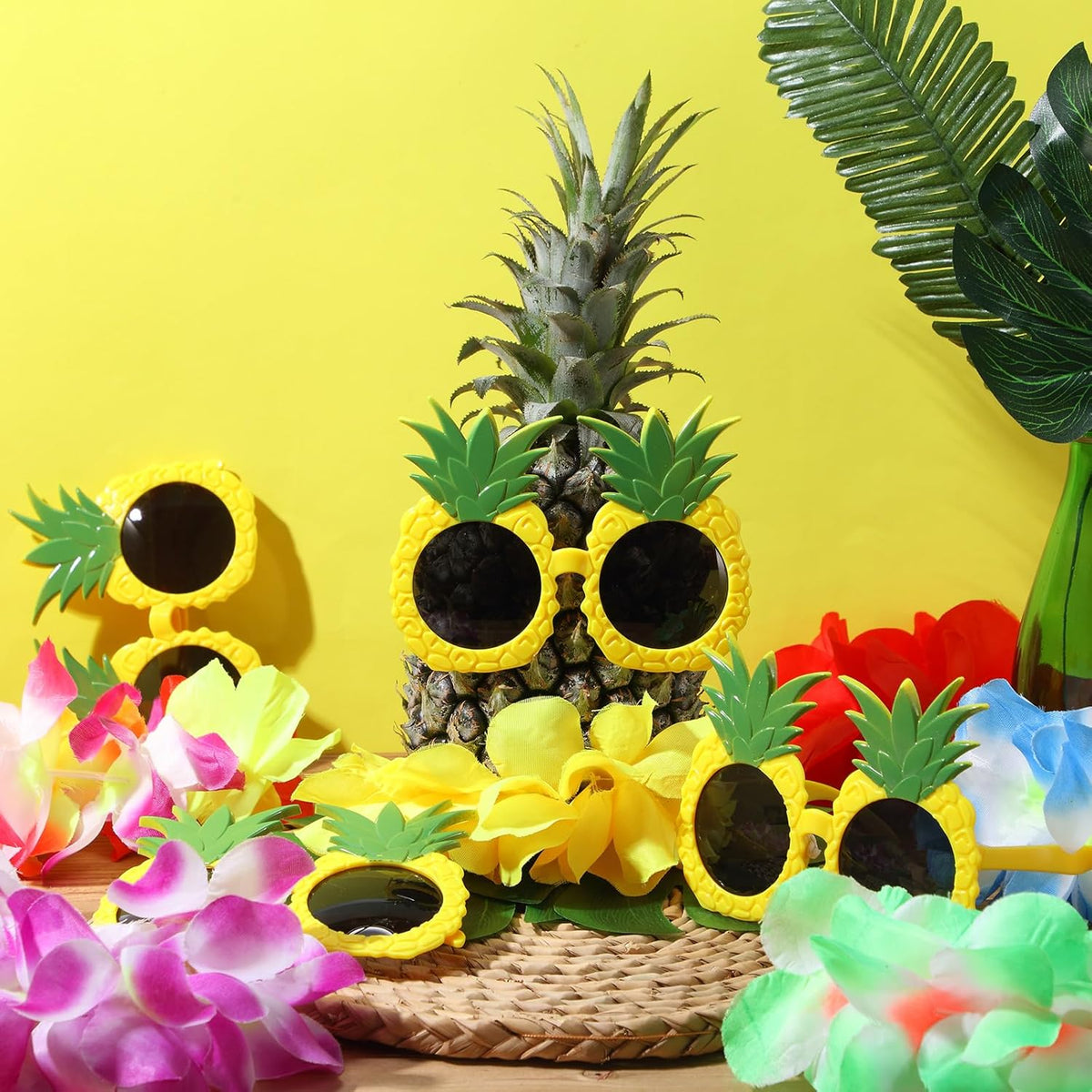 6 Sets Hawaiian Table Centerpieces Pineapple Luau Party Table Decorations Tropical Decor for Beach
