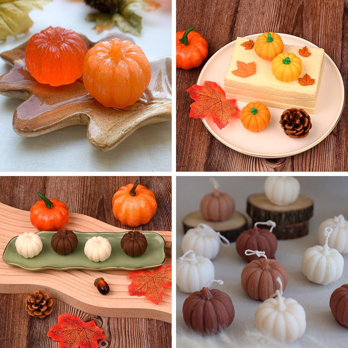 Actvty 3D Pumpkin Silicone Molds, 6 Pcs Half a Pumpkin Chocolate Candy Fondant Mold for Halloween