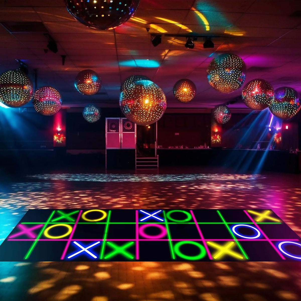 Haull 118 x 39 Inch Neon Light up Dance Floor Glow in The Dark Runner UV Reactive Blacklight Floor