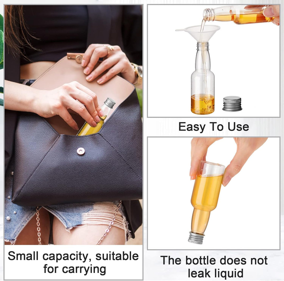 120 Pcs Mini Liquor Bottles Airtight Shot Miniature Empty Plastic Alcohol Spirit Shot Bottles with