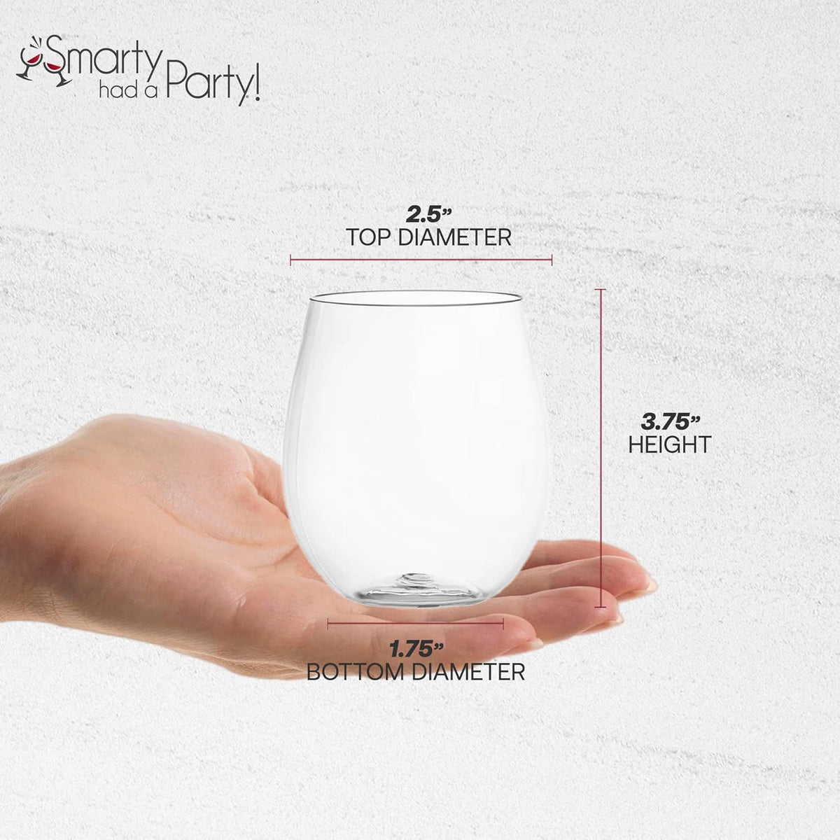Smarty Had A Party 12 oz Clear Plastic Stemless Wine Glasses (64 Pieces) – Classy Disposable