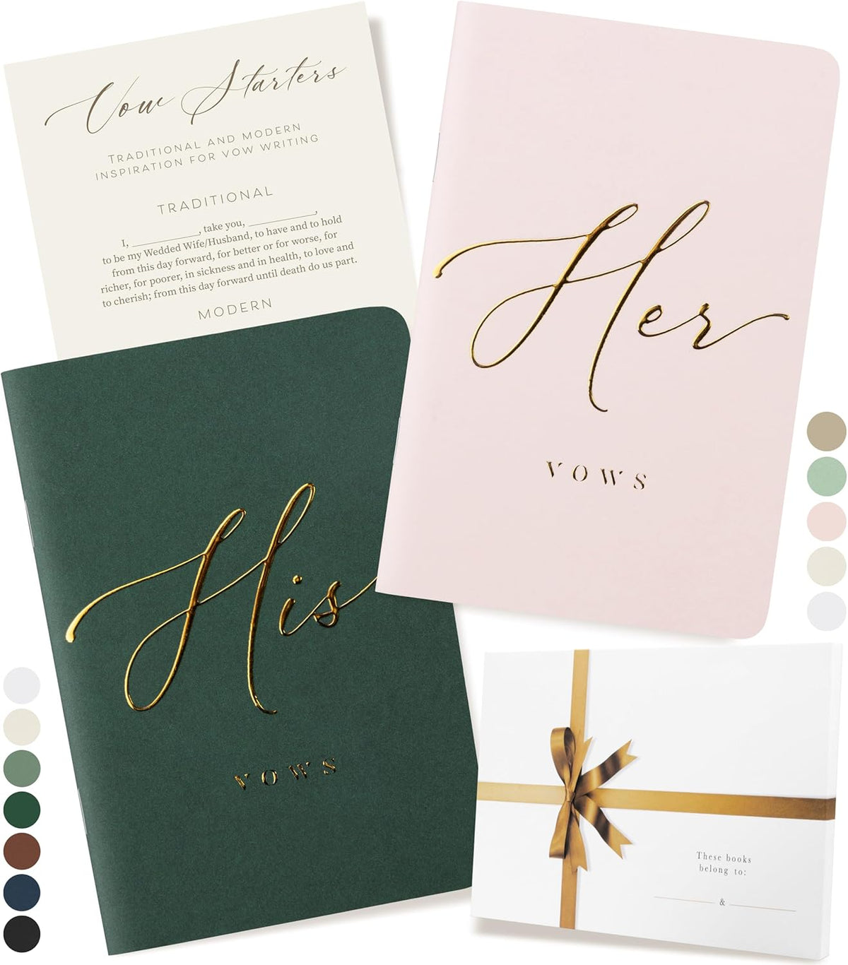 ARTESORI Wedding Vow Book for Her & Him, Soft Touch, Gold Engraving, 28 Lined Pages, Wedding Vow