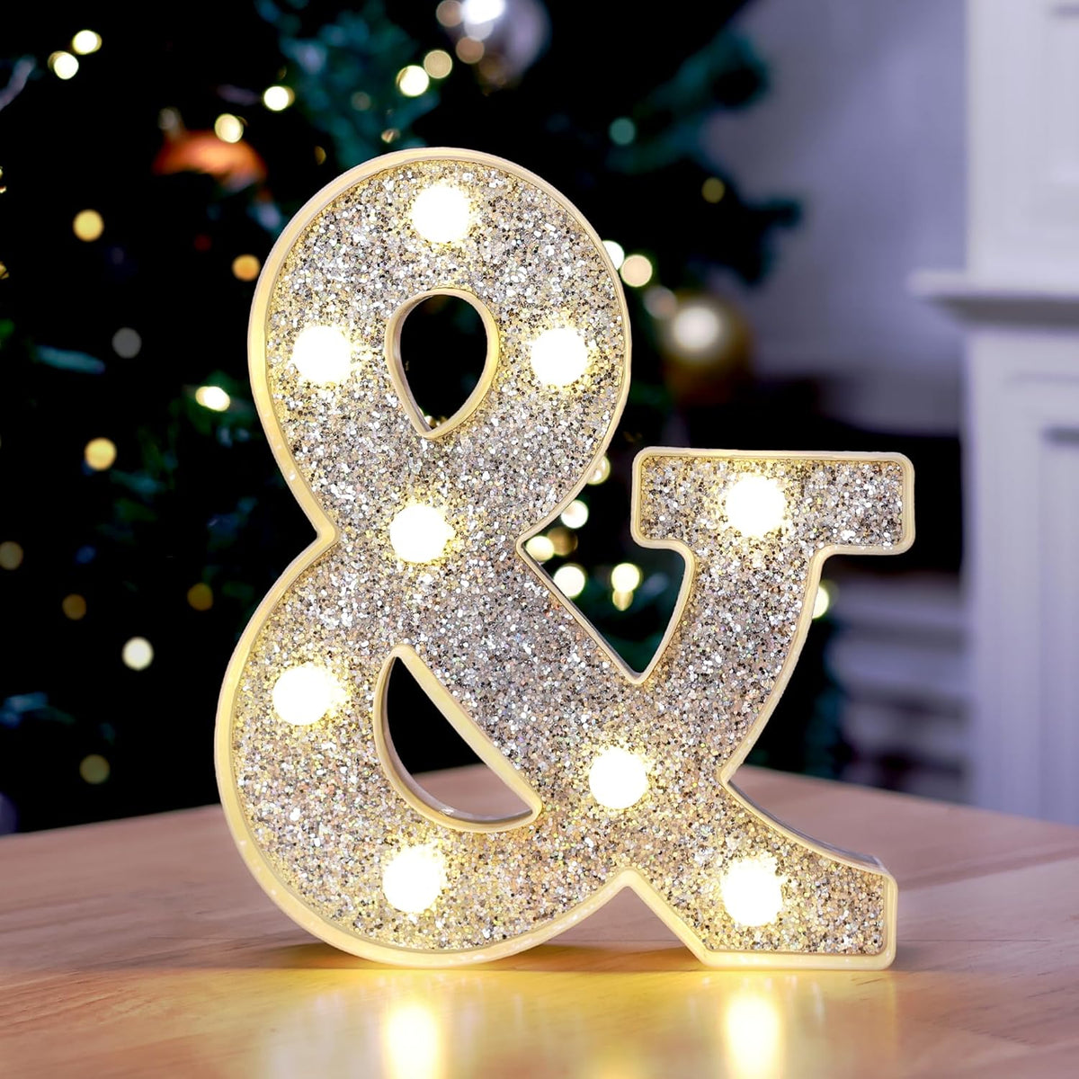 Marquee Light Up Letters, Glitter Silver LED Letter Lights Battery Powered Alphabet Letter Sign for