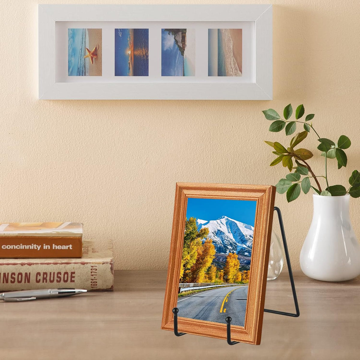 IBosins 5 Pack 6 Inch Plate Holder Display Stands, Metal Black Frame Stand for Picture, Book, Photo