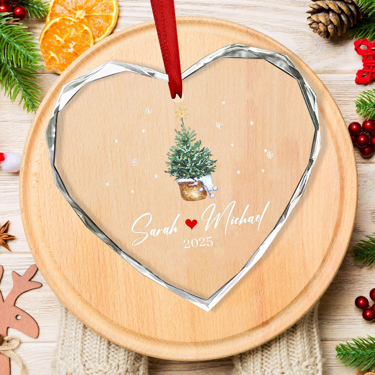 Personalized Glass Ornament 2025 for Married Couples with Name, Custom Wedding Keepsake Gift for