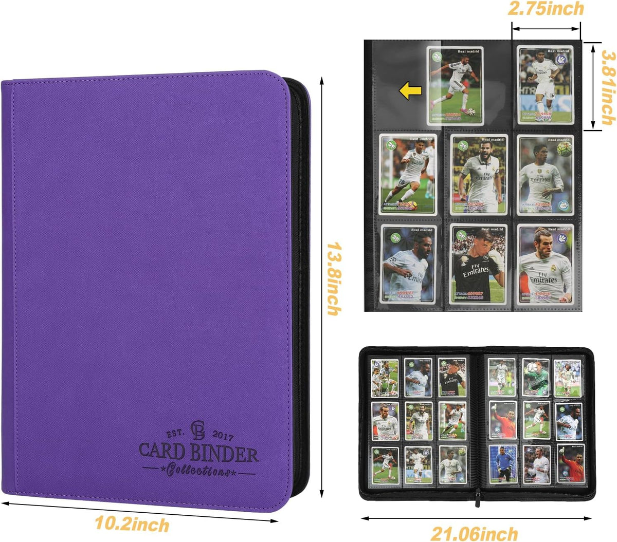 Trading Card Binder, Card Collection Binder Album Folder with 540 Side Loading Pockets, 9 Pocket