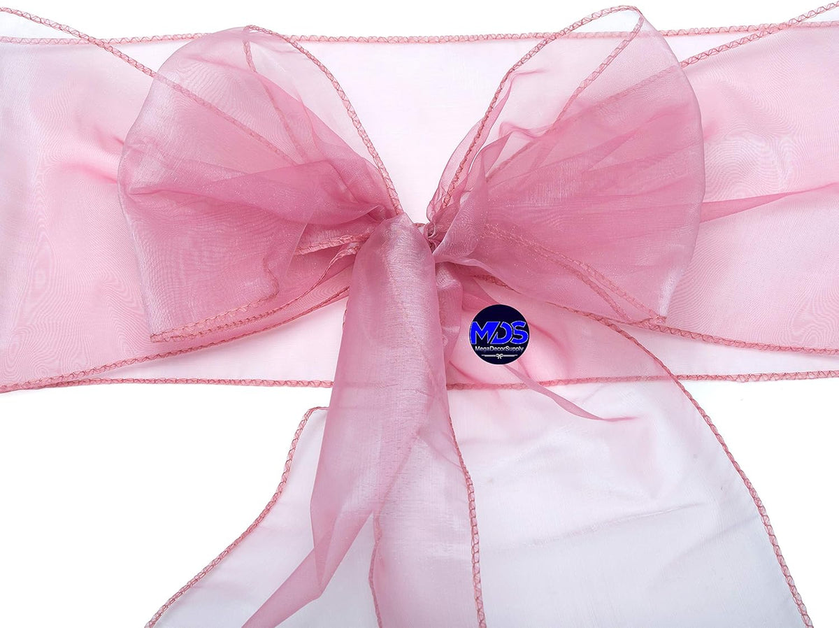 MDS Pack of 50 PCS Organza Chair Sashes Wider Dining Chair Bows Ribbon Tie Back for Wedding Party