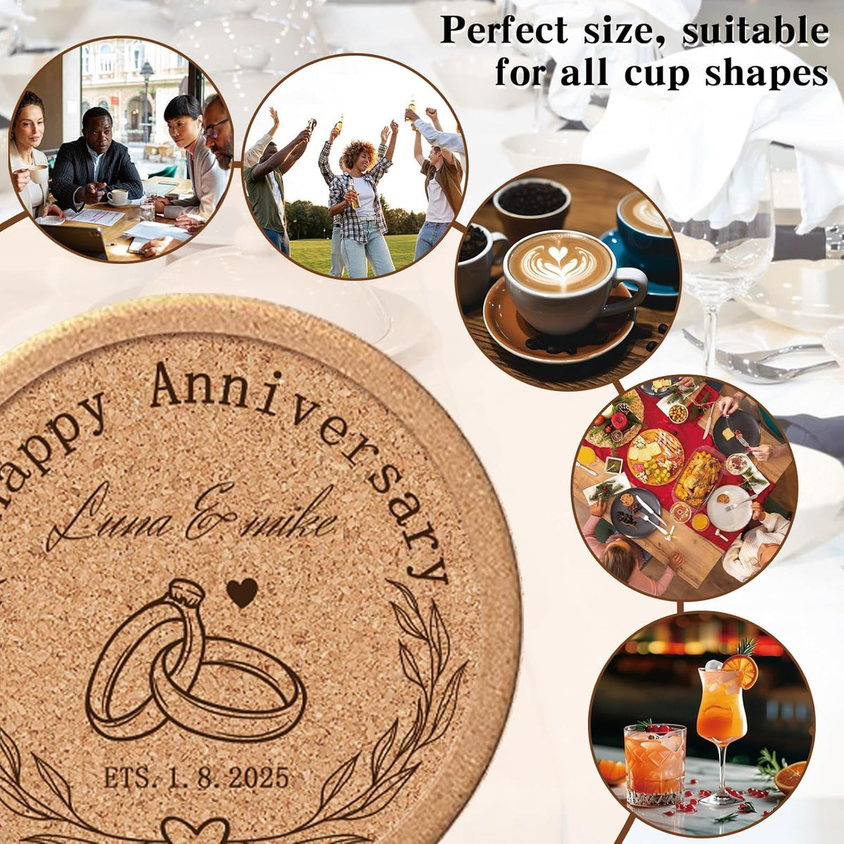 Custom Coasters Personalized Cork Coasters Bulk with Logo Wedding Personalized Cork Natural Wood