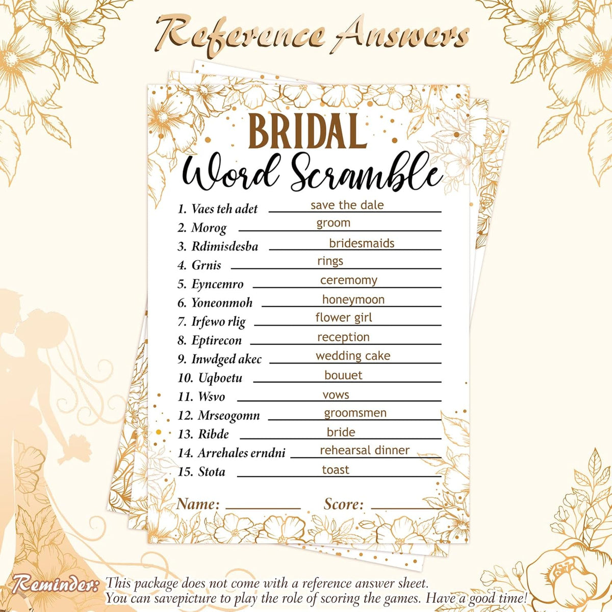 Teling 145 Pieces Bridal Shower Game Bridal Shower Favors Set Wedding Games Cards and Pencils for