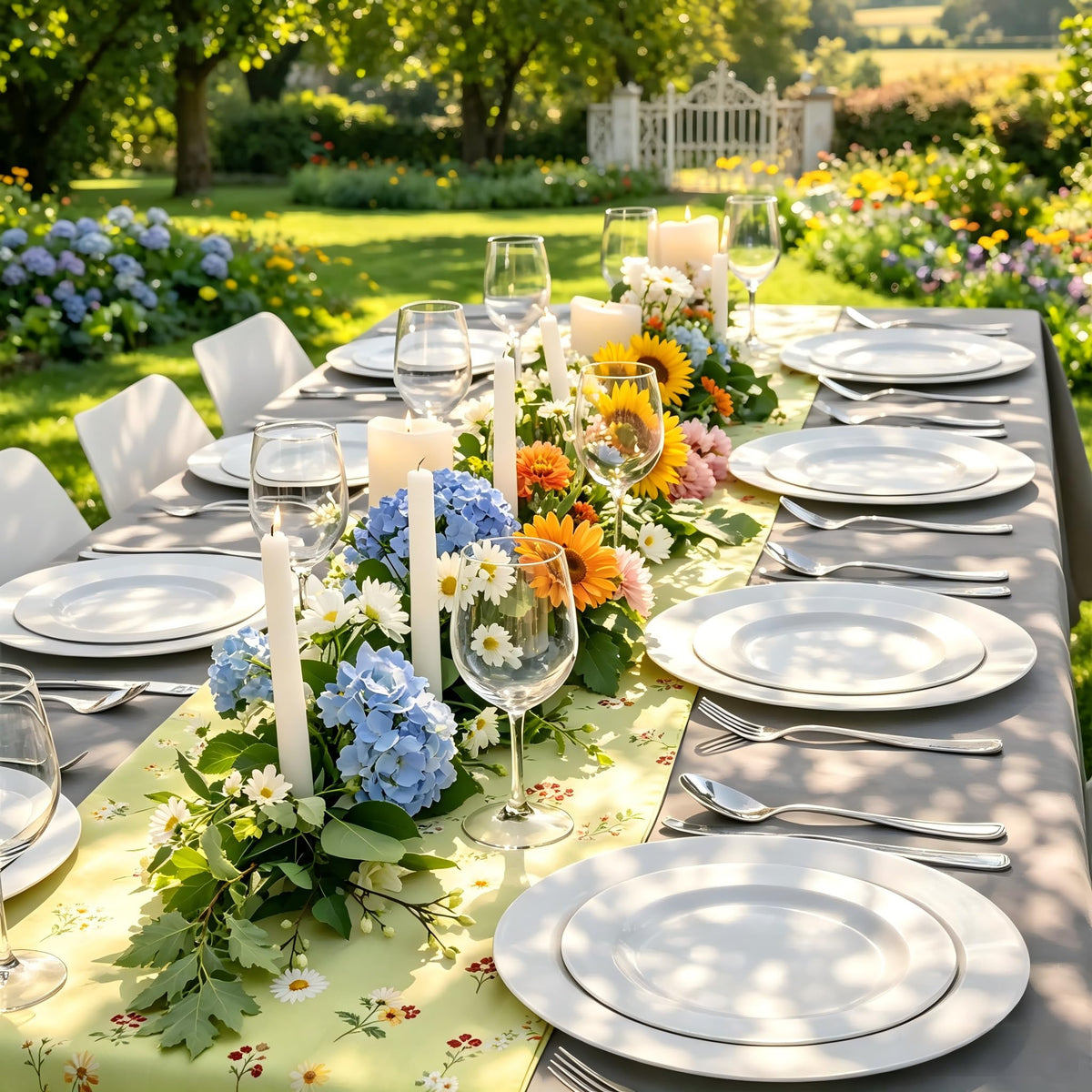 FLOWERCAT 60PCS White Plastic Plates - Heavy Duty White Disposable Plates for Outdoor/Birthday