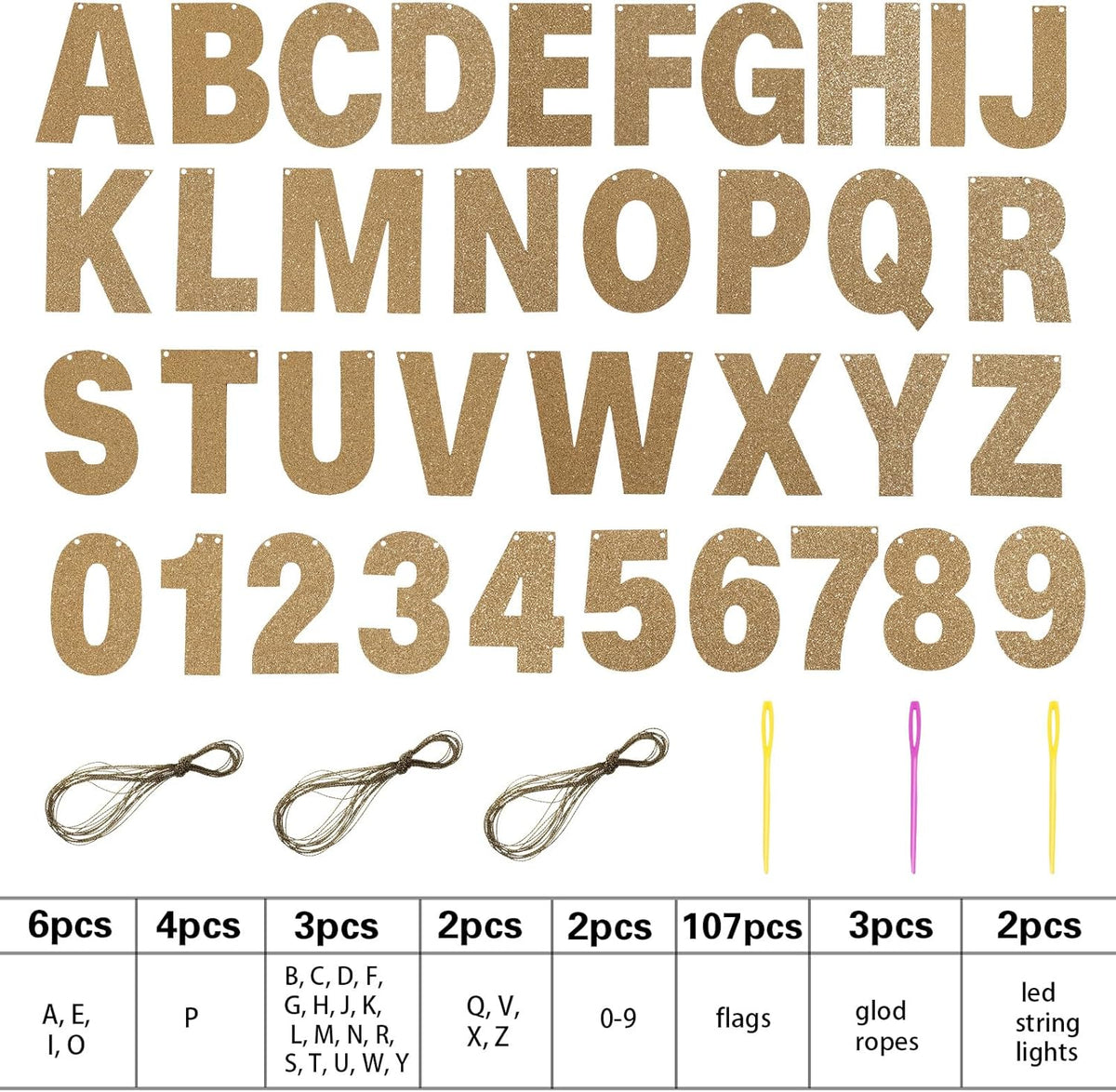 TaoBary 112 Pcs DIY Letter Custom Banner Glitter Customizable Banner Kit Including 107 Letters and