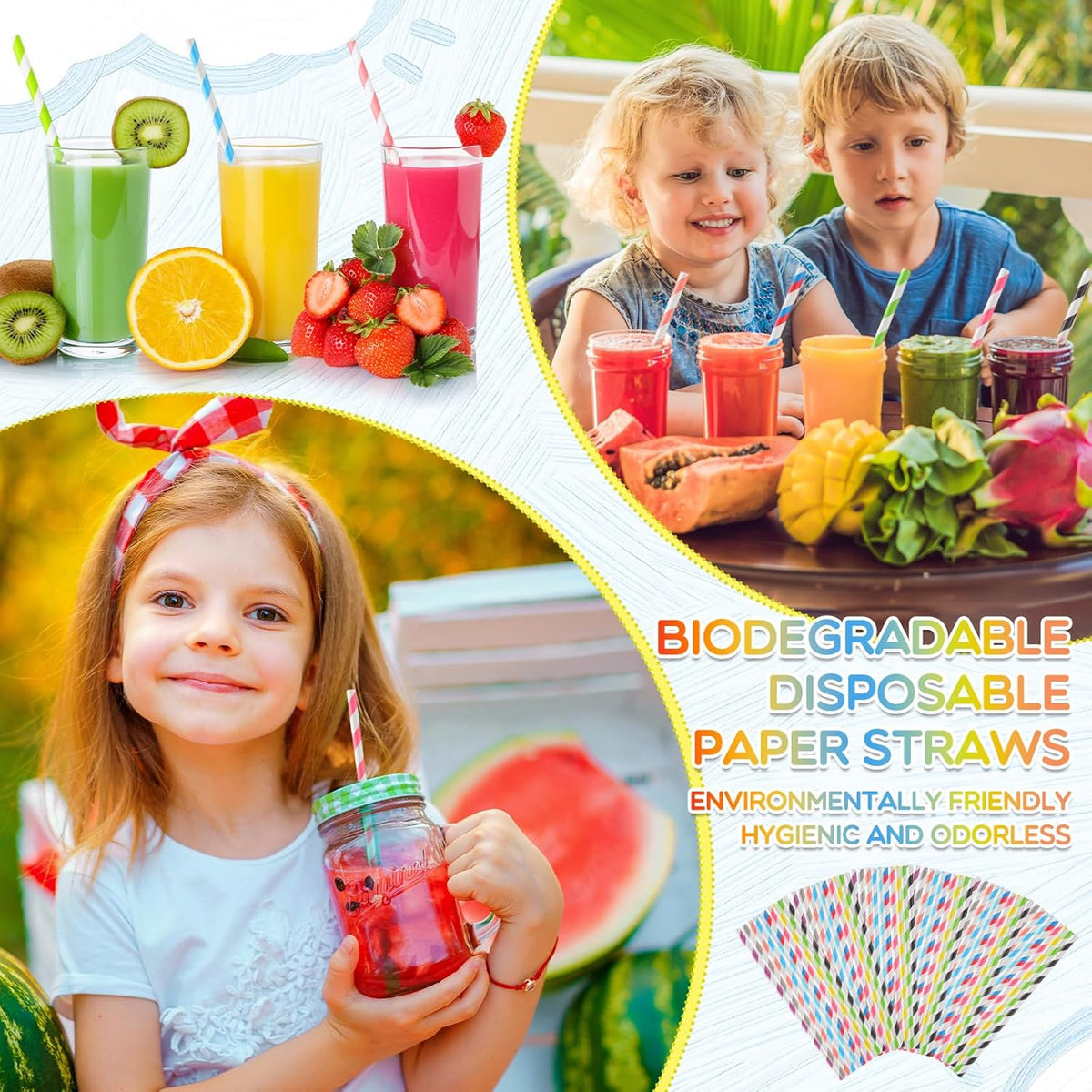 Eaasty 5000 Pcs Colored Paper Straws Bulk Disposable Striped Drinking Paper Straws for Summer
