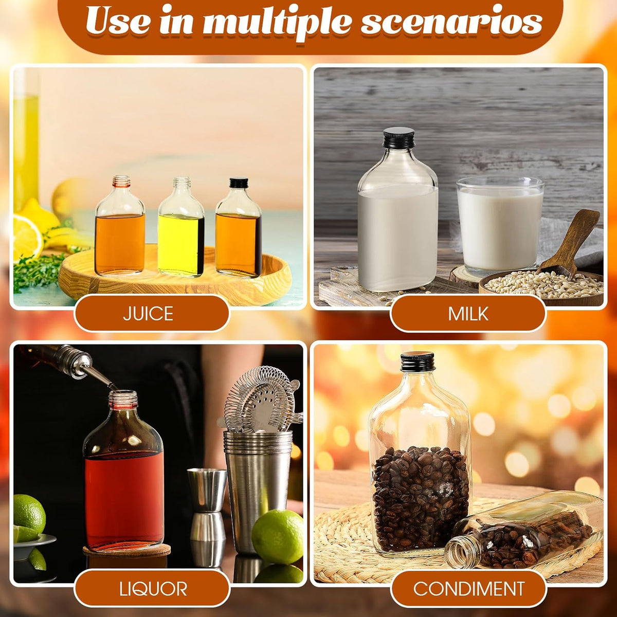 Patelai 32 Pcs Clear Glass Bottles with Caps Mini Glass Flask Liquor Bottles Empty Alcohol Shot