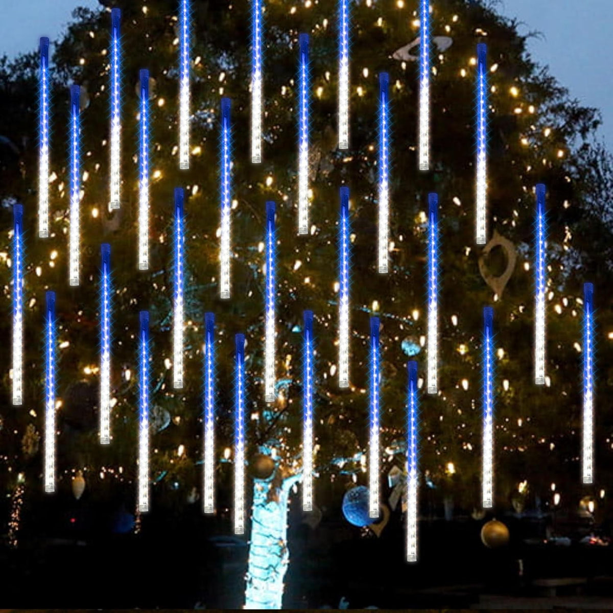 Dazzle Bright 288 LED Christmas Light, 11.8 Inch Meteor Shower Rain Lights with 8 Tubes，Waterproof