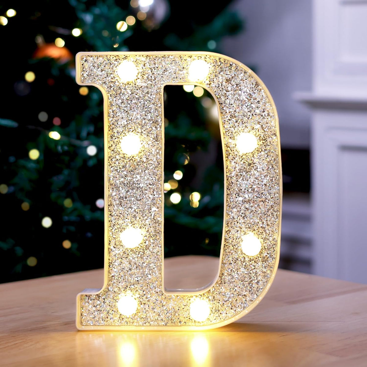 Marquee Light Up Letters, Glitter Silver LED Letter Lights Battery Powered Alphabet Letter Sign for