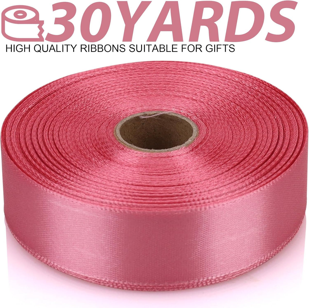 Rose Gold Ribbon 7/8 Inch 30 Yards Satin Craft Ribbon-Single Face Polyester Ribbon for Handmade