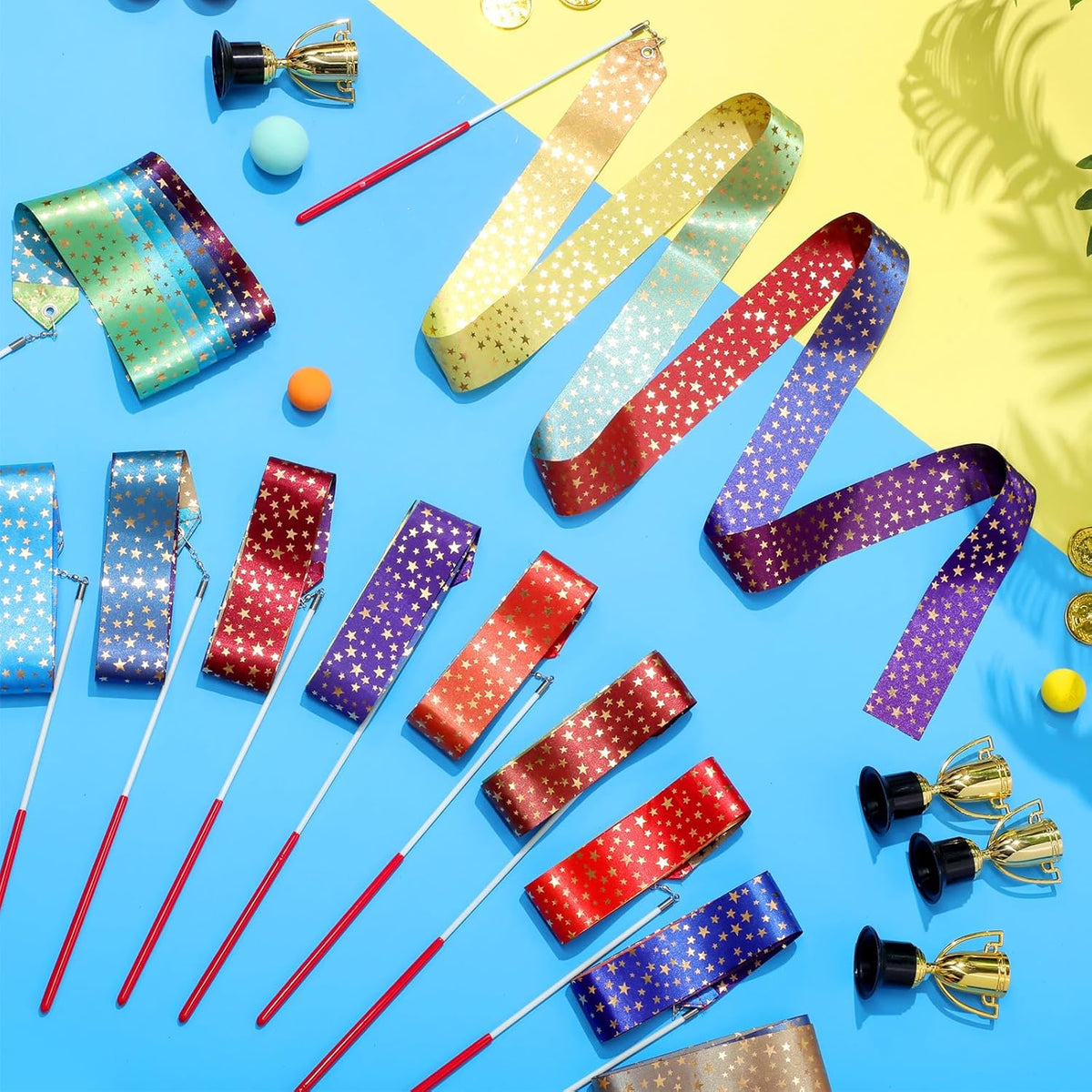 Yilloog 50 Pcs Ribbon Dancing Wands Party Favors, 78.7 Inch Artistic Gymnastics Ribbon Streamers