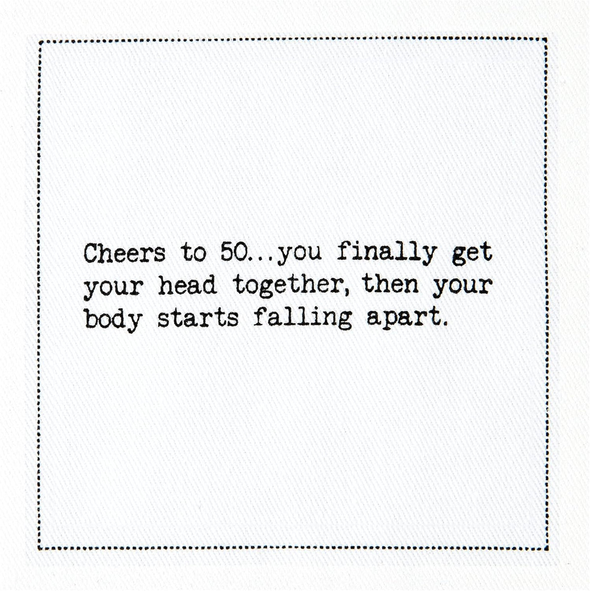 Five Star Napkins 50th Birthday Quotes White Cotton Cocktail Napkins, Beverage Napkins, Bar