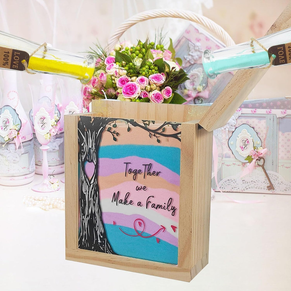 Wedding Unity Sand Ceremony Kit Sand Ceremony Kit for Weddingwith Wood Box 6 Vase 6 Unity for