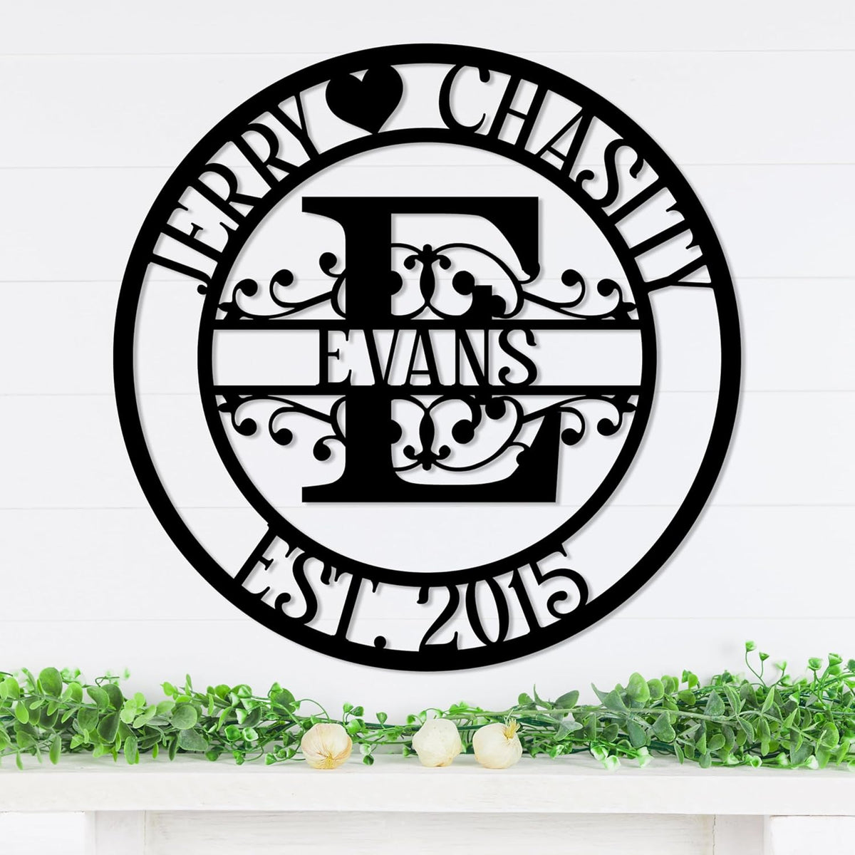 Personalized Metal Name Signs, Split Letter Monogram Wall Decor, Custom Last Name Sign, Family Name
