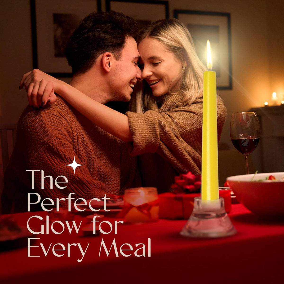Leor & Lair Yellow Taper Candles - 4 Pack 10" Yellow Candlesticks - Unscented Long Burning Candles