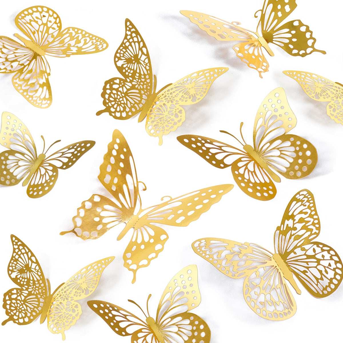 SAOROPEB 3D Butterfly Wall Decor 48 Pcs Gold Butterfly Birthday Decorations