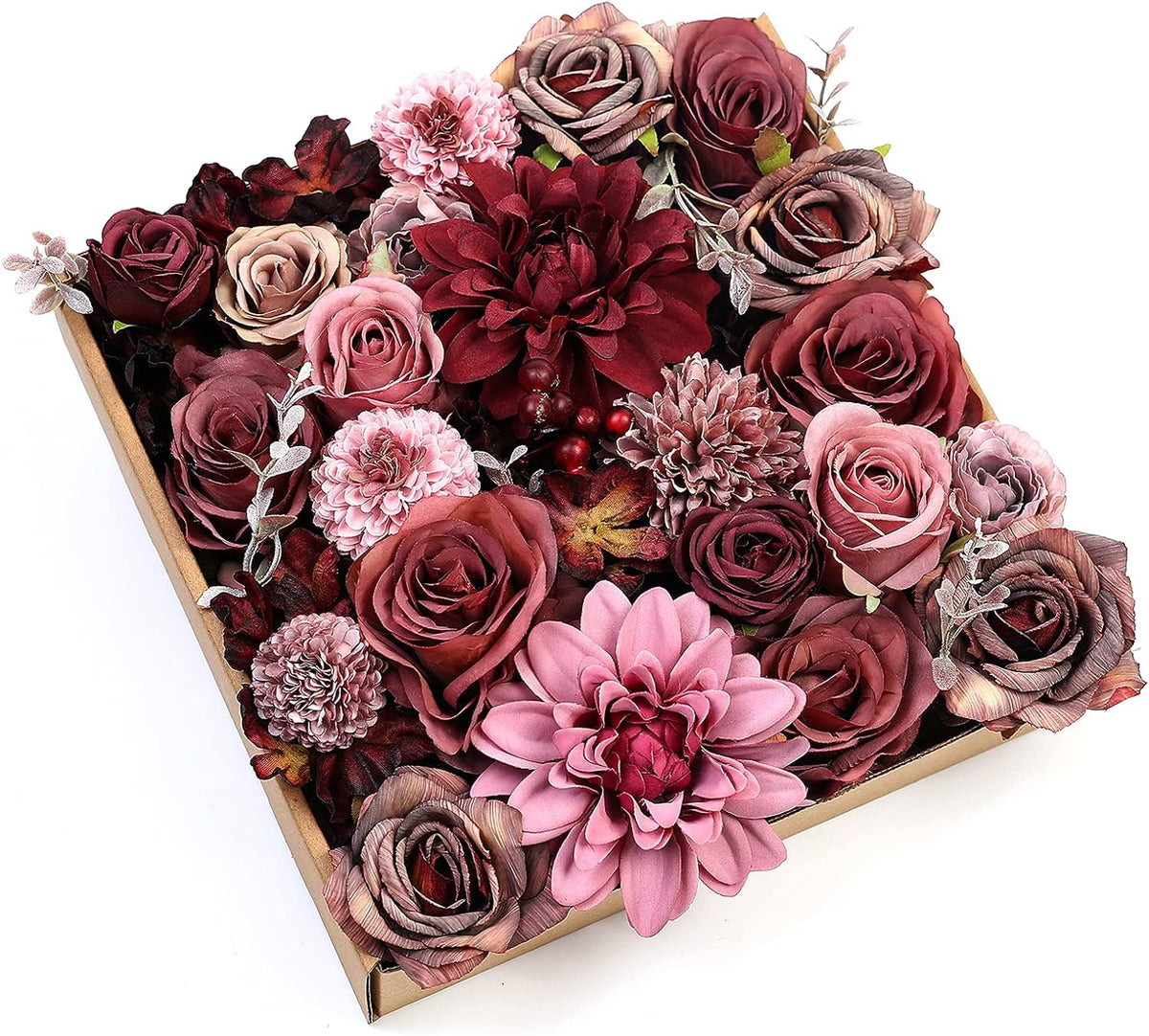 Serra Flora Artificial Flowers Combo Dahlia 25pcs Silk Fake Flowers Roses for DIY Wedding Bouquets