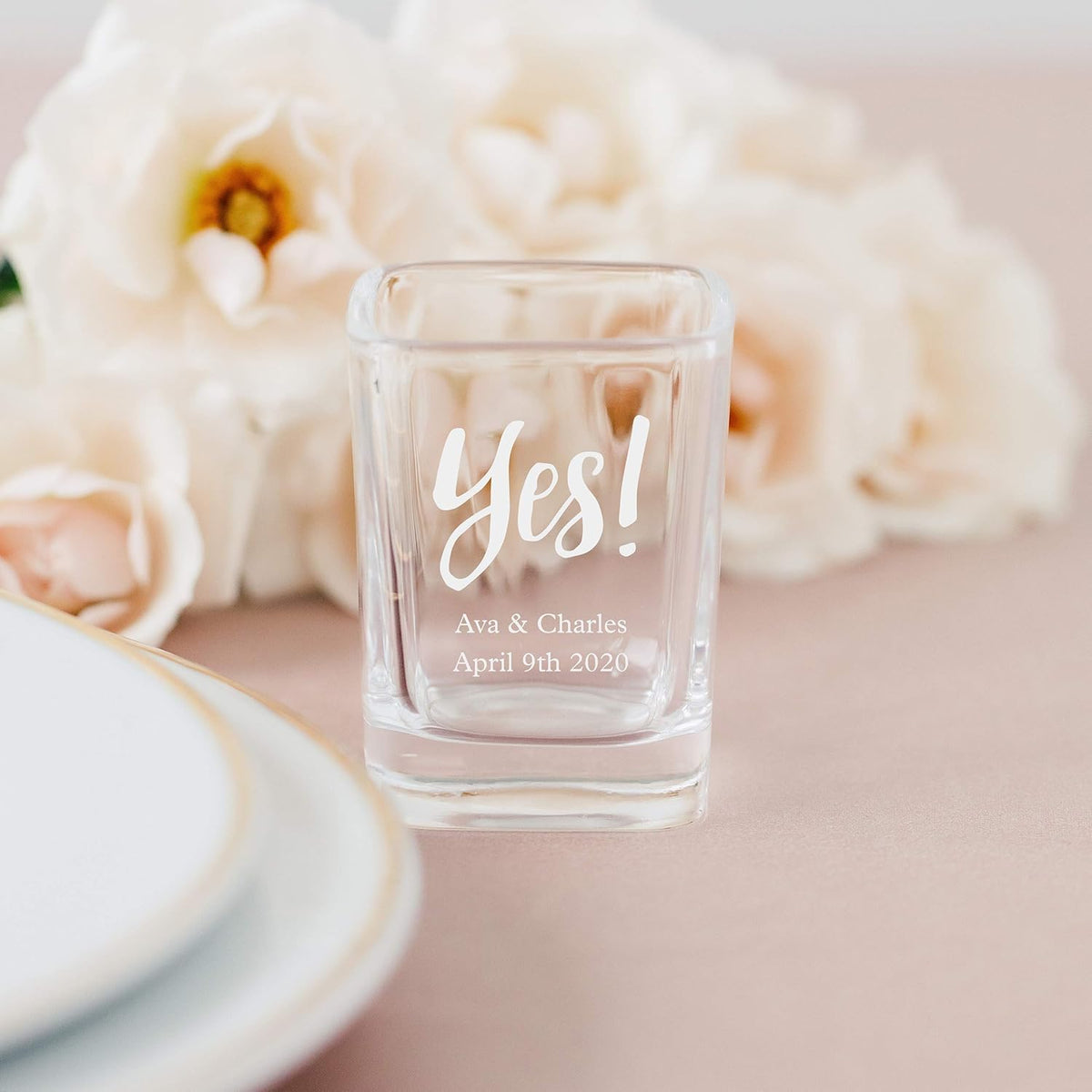 WEDDINGSTAR Personalized 2oz Square Shot Glass Customizable Full Color Print - 144 pack