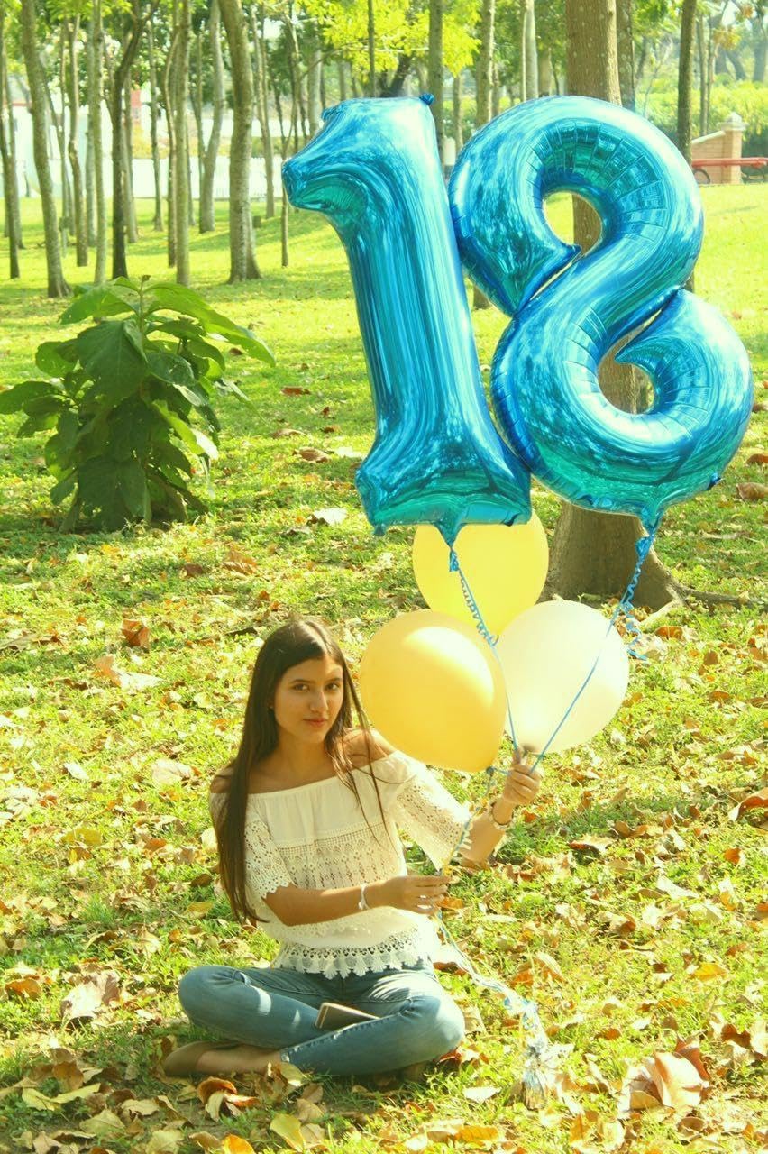 Blue Foil Number 8 Balloon 40 Inch, Helium Mylar Eight Number 8 18 28 38 48 58 80 88 Birthday
