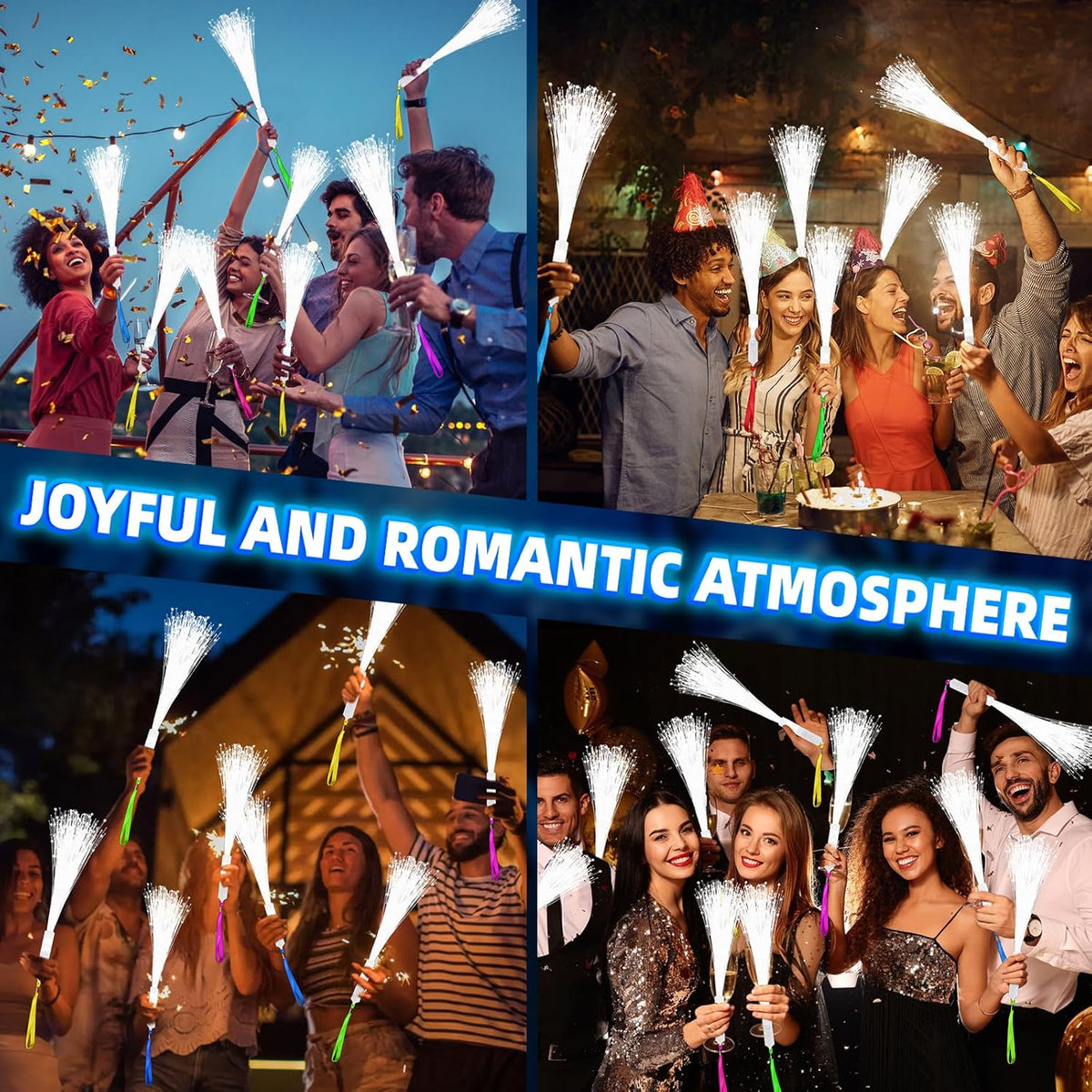 28 PCS Fiber Optic Wands with 3 Light Modes, Glow Wands & Light Up Wands for Kids, Sparklers