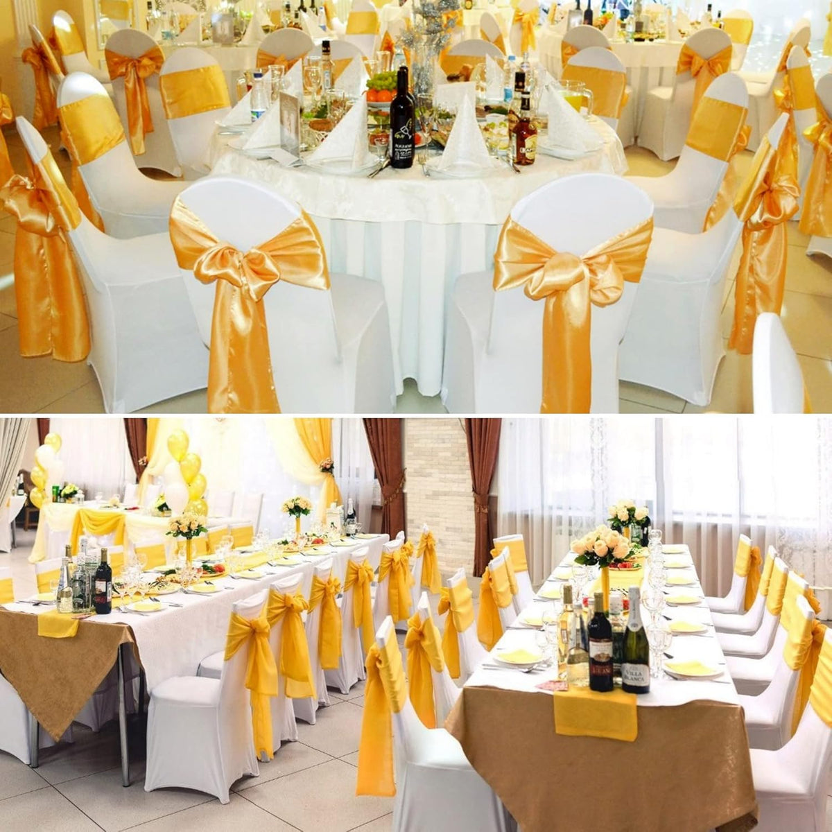 50 PCS Satin Chair Sashes Bows Decorative Universal Chair Cover Chair Ribbon Ties Back Sash for
