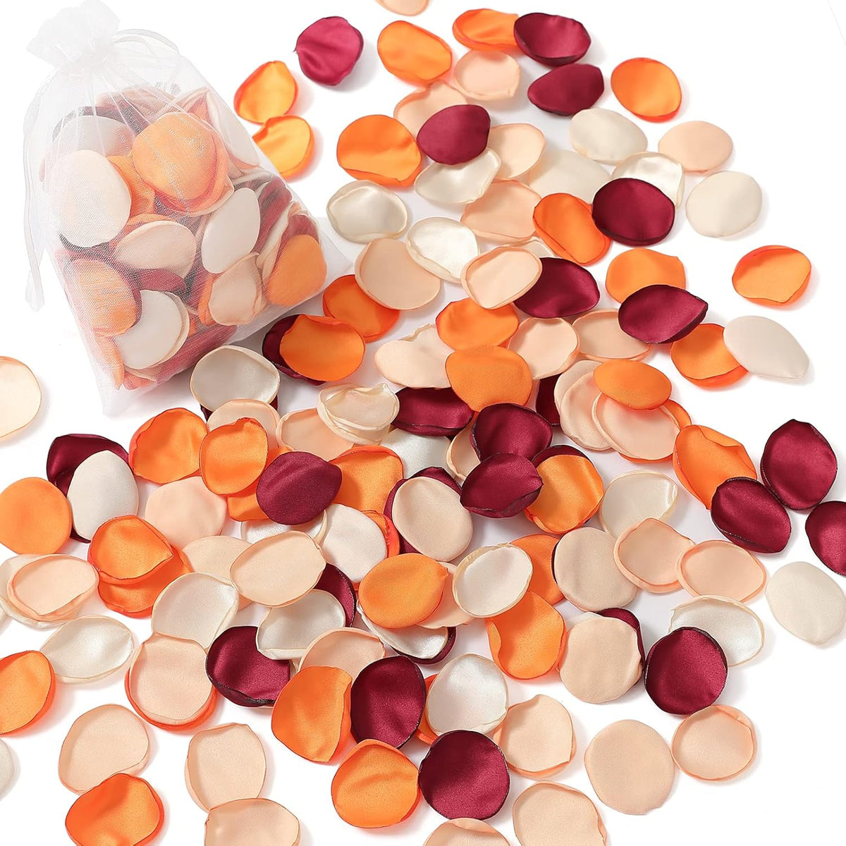Serwalin 300Pcs Silk Rose Petals Flower Petals for Weddings Burgundy Gold White Petals Fake Orange